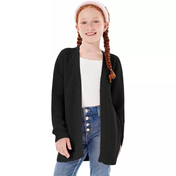 Haloumoning Girls Open Front Cardigan Sweaters Kids Fall Fashion Side Slit Outerwear 5-14 Years