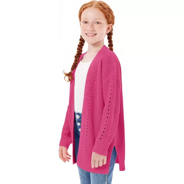 Haloumoning Girls Open Front Cardigan Sweaters Kids Fall Fashion Side Slit Outerwear 5-14 Years