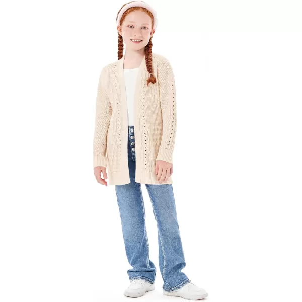 Haloumoning Girls Open Front Cardigan Sweaters Kids Fall Fashion Side Slit Outerwear 5-14 Years