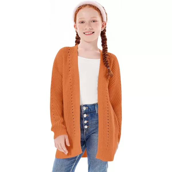Haloumoning Girls Open Front Cardigan Sweaters Kids Fall Fashion Side Slit Outerwear 5-14 Years