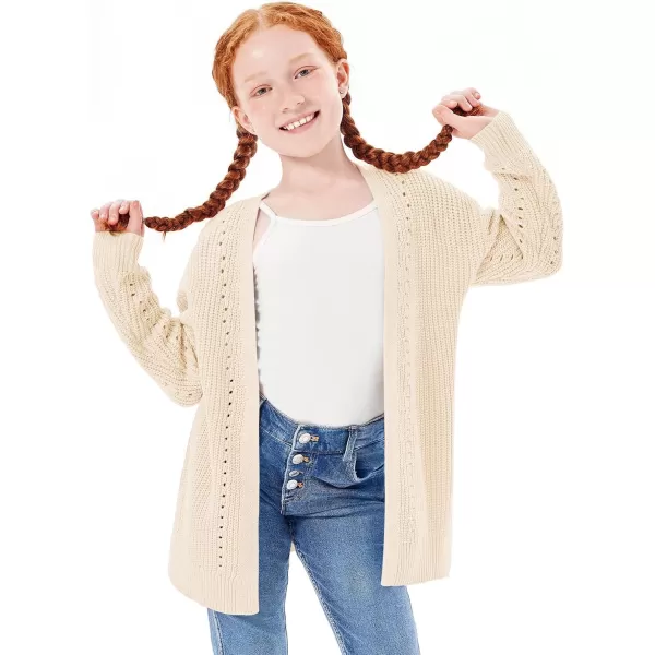 Haloumoning Girls Open Front Cardigan Sweaters Kids Fall Fashion Side Slit Outerwear 5-14 Years