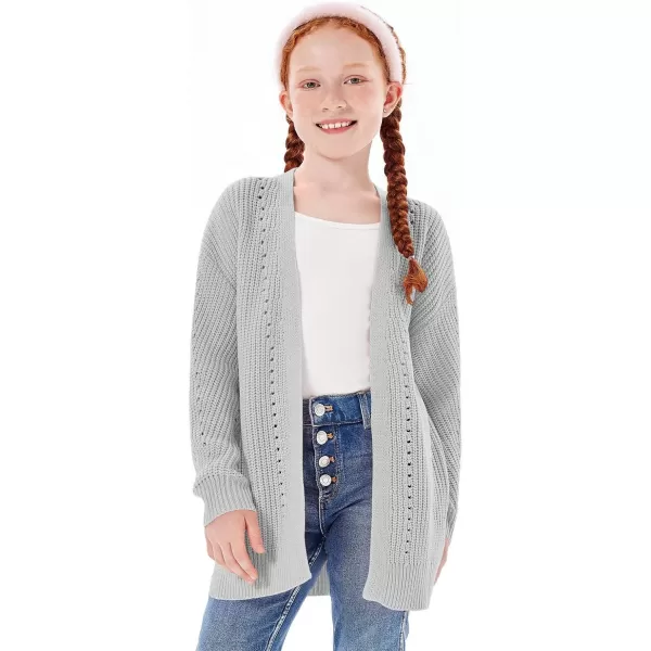 Haloumoning Girls Open Front Cardigan Sweaters Kids Fall Fashion Side Slit Outerwear 5-14 Years