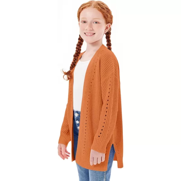 Haloumoning Girls Open Front Cardigan Sweaters Kids Fall Fashion Side Slit Outerwear 5-14 Years
