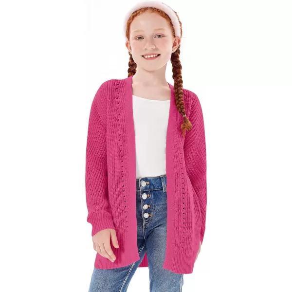 Haloumoning Girls Open Front Cardigan Sweaters Kids Fall Fashion Side Slit Outerwear 5-14 Years