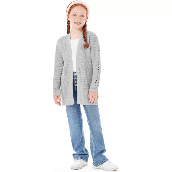 Haloumoning Girls Open Front Cardigan Sweaters Kids Fall Fashion Side Slit Outerwear 5-14 Years