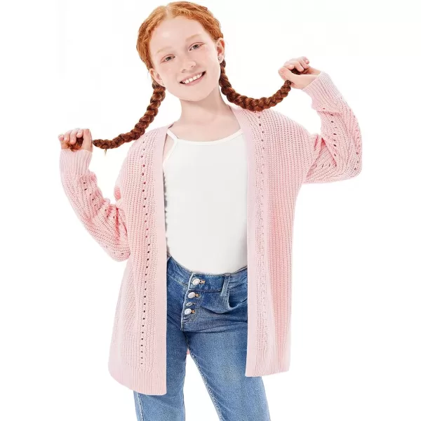 Haloumoning Girls Open Front Cardigan Sweaters Kids Fall Fashion Side Slit Outerwear 5-14 Years