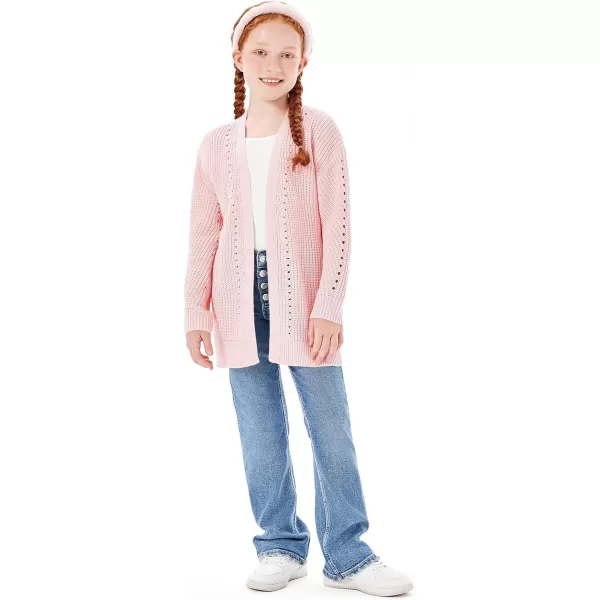 Haloumoning Girls Open Front Cardigan Sweaters Kids Fall Fashion Side Slit Outerwear 5-14 Years