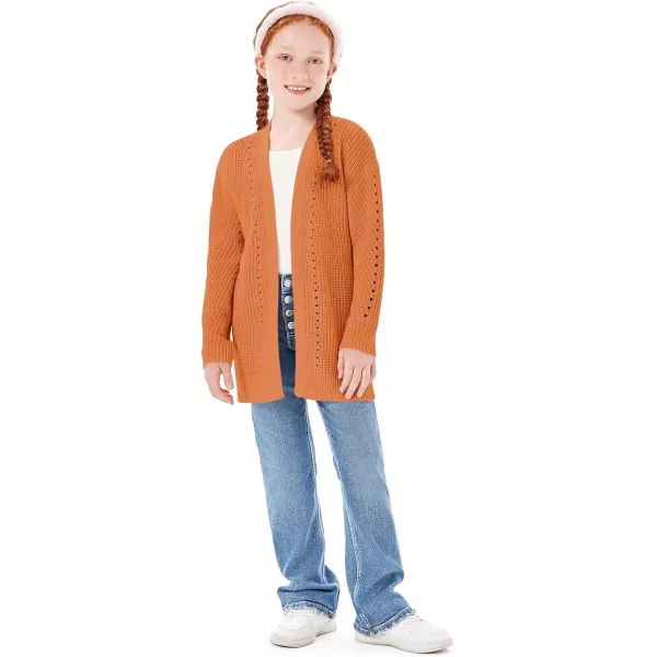 Haloumoning Girls Open Front Cardigan Sweaters Kids Fall Fashion Side Slit Outerwear 5-14 Years