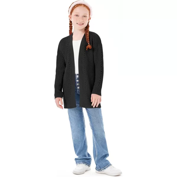 Haloumoning Girls Open Front Cardigan Sweaters Kids Fall Fashion Side Slit Outerwear 5-14 Years