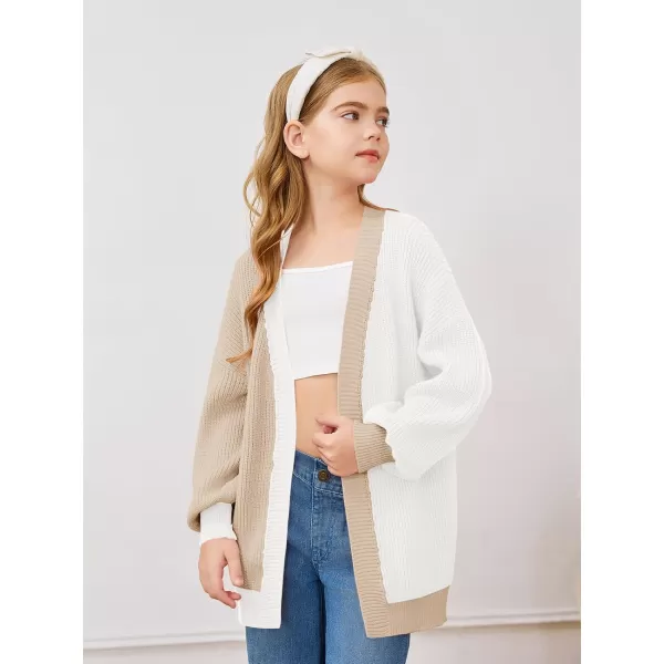 Haloumoning Girls Oversized Batwing Sleeve Cardigan Sweaters Kids Fashion Open Front Color Block Outerwear