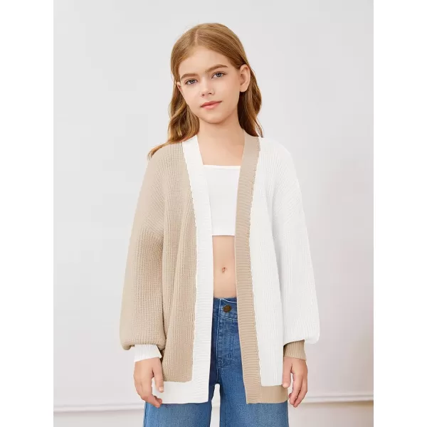 Haloumoning Girls Oversized Batwing Sleeve Cardigan Sweaters Kids Fashion Open Front Color Block Outerwear