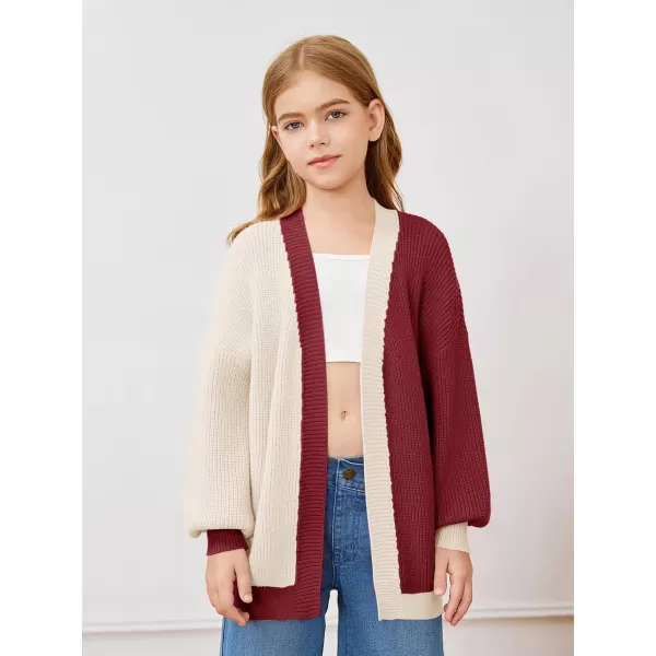 Haloumoning Girls Oversized Batwing Sleeve Cardigan Sweaters Kids Fashion Open Front Color Block Outerwear