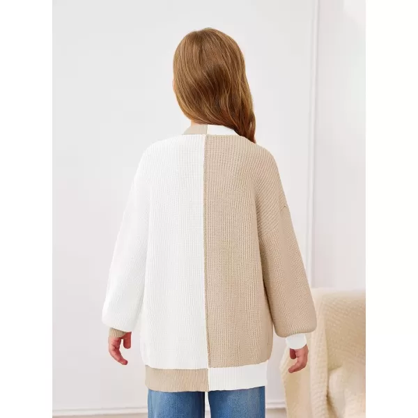 Haloumoning Girls Oversized Batwing Sleeve Cardigan Sweaters Kids Fashion Open Front Color Block Outerwear
