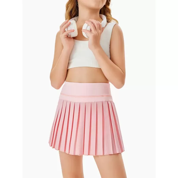 Haloumoning Girls Pleated Skirts with Shorts Athletic Tennis Skorts Sport Performance Skirt with Pockets 4-14 Years