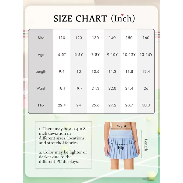 Haloumoning Girls Pleated Skirts with Shorts Athletic Tennis Skorts Sport Performance Skirt with Pockets 4-14 Years
