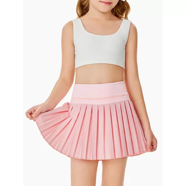 Haloumoning Girls Pleated Skirts with Shorts Athletic Tennis Skorts Sport Performance Skirt with Pockets 4-14 Years