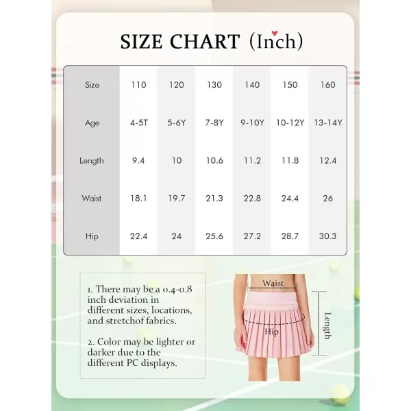 Haloumoning Girls Pleated Skirts with Shorts Athletic Tennis Skorts Sport Performance Skirt with Pockets 4-14 Years