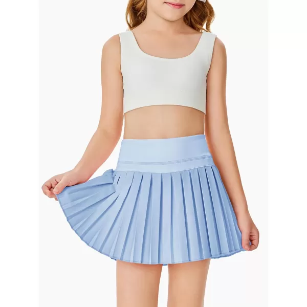 Haloumoning Girls Pleated Skirts with Shorts Athletic Tennis Skorts Sport Performance Skirt with Pockets 4-14 Years