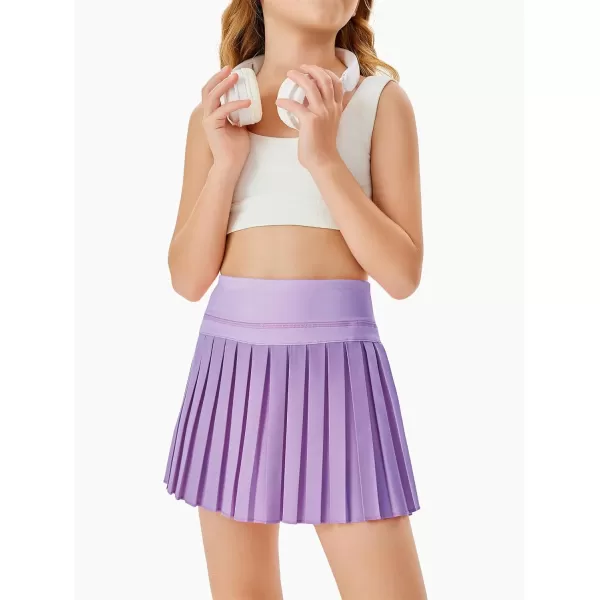 Haloumoning Girls Pleated Skirts with Shorts Athletic Tennis Skorts Sport Performance Skirt with Pockets 4-14 Years