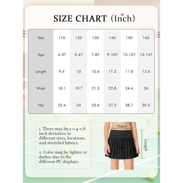 Haloumoning Girls Pleated Skirts with Shorts Athletic Tennis Skorts Sport Performance Skirt with Pockets 4-14 Years