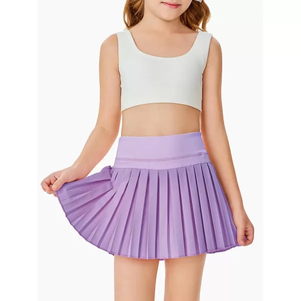 Haloumoning Girls Pleated Skirts with Shorts Athletic Tennis Skorts Sport Performance Skirt with Pockets 4-14 Years