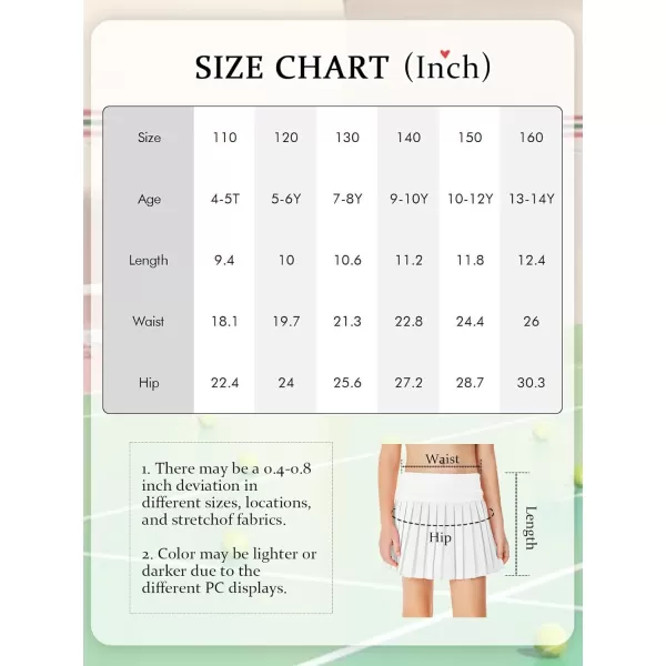 Haloumoning Girls Pleated Skirts with Shorts Athletic Tennis Skorts Sport Performance Skirt with Pockets 4-14 Years