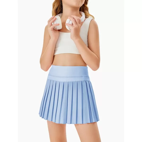 Haloumoning Girls Pleated Skirts with Shorts Athletic Tennis Skorts Sport Performance Skirt with Pockets 4-14 Years