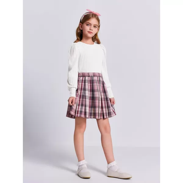 Haloumoning Girls Puff Long Sleeve Shirts Kids Fashion Ribbed Knit Tops Blouse 5-14 Years