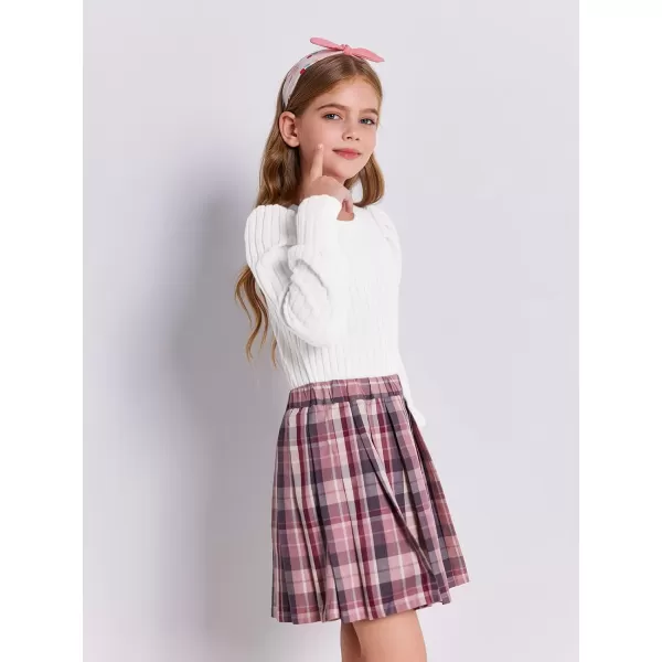 Haloumoning Girls Puff Long Sleeve Shirts Kids Fashion Ribbed Knit Tops Blouse 5-14 Years