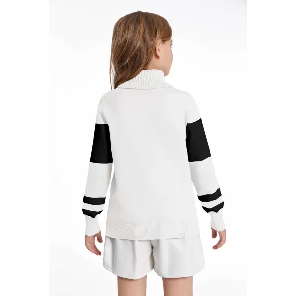 Haloumoning Girls Ski Turtleneck Sweaters Kids Color Block Knit Pullover Jumper 5-14 Years