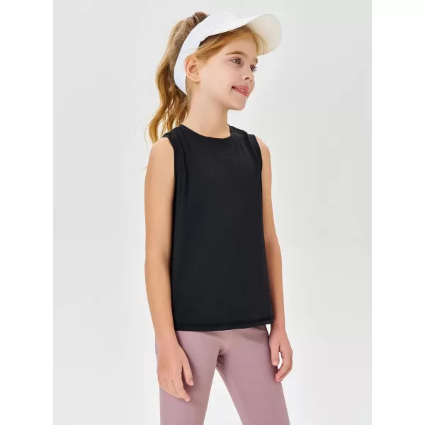 Haloumoning Girls Tank Tops Kids Sleeveless Athletic Lightweight Cute Summer Top Dancewear 5-14 Years