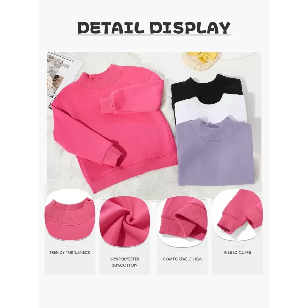 Haloumoning Girls Turtleneck Oversized Sweatshirts Kids Fashion Pullover Long Sleeve Top Clothes 5-14 years