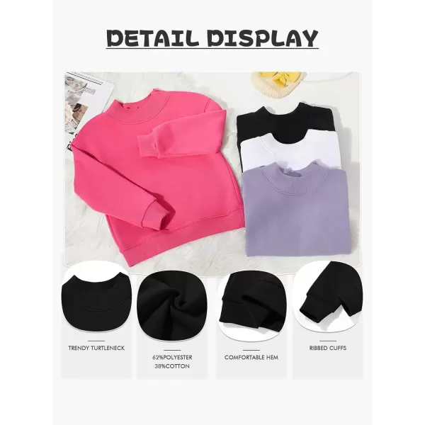 Haloumoning Girls Turtleneck Oversized Sweatshirts Kids Fashion Pullover Long Sleeve Top Clothes 5-14 years