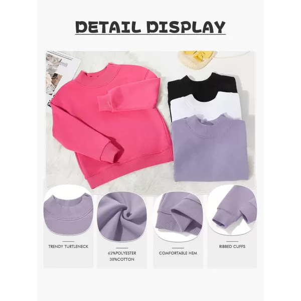 Haloumoning Girls Turtleneck Oversized Sweatshirts Kids Fashion Pullover Long Sleeve Top Clothes 5-14 years
