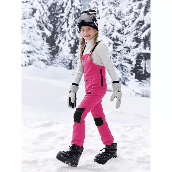 Haloumoning Kids Girls Winter Essential Insulated Snow Bibs Waterproof Warm Ski Pants Overalls