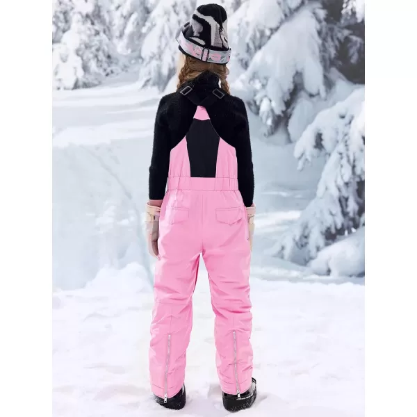 Haloumoning Kids Snow Bibs Girls Ski Pants Waterproof Insulated Snowboard Overalls Snowsuit 5-14 Years