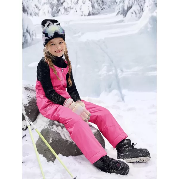 Haloumoning Kids Snow Bibs Girls Ski Pants Waterproof Insulated Snowboard Overalls Snowsuit 5-14 Years