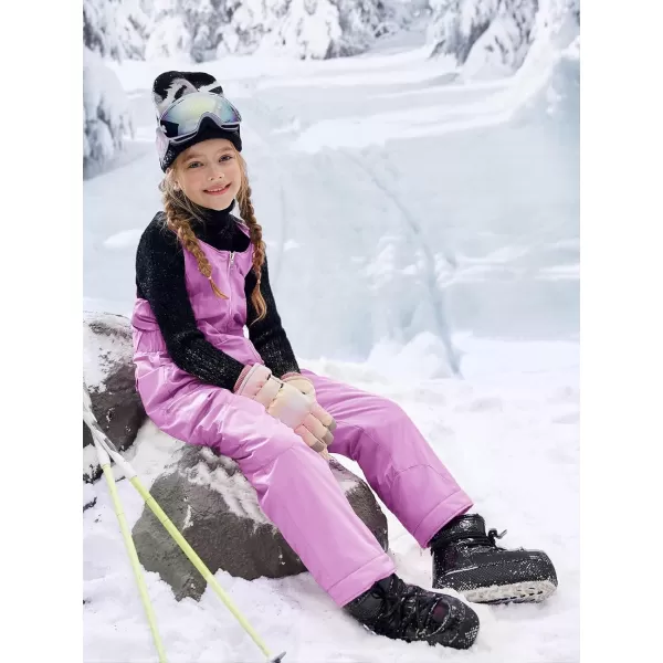 Haloumoning Kids Snow Bibs Girls Ski Pants Waterproof Insulated Snowboard Overalls Snowsuit 5-14 Years