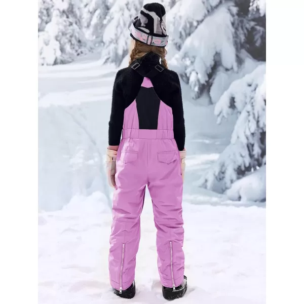 Haloumoning Kids Snow Bibs Girls Ski Pants Waterproof Insulated Snowboard Overalls Snowsuit 5-14 Years
