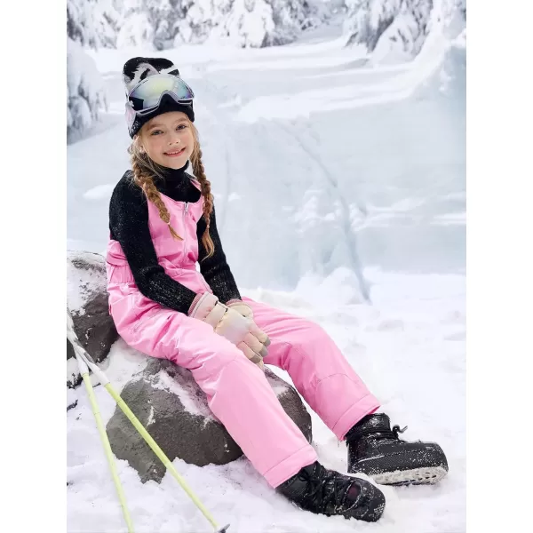 Haloumoning Kids Snow Bibs Girls Ski Pants Waterproof Insulated Snowboard Overalls Snowsuit 5-14 Years