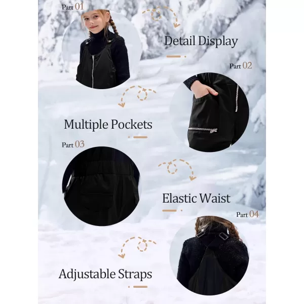 Haloumoning Kids Snow Bibs Girls Ski Pants Waterproof Insulated Snowboard Overalls Snowsuit 5-14 Years