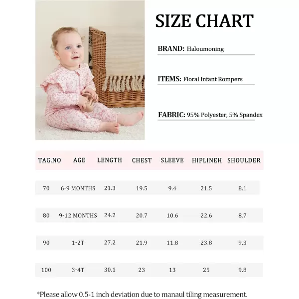 Haloumoning Newborn Baby Girl Floral Two Way Zipper Bodysuit Infant Rompers Clothes