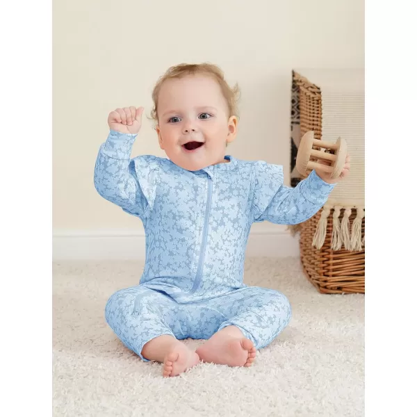 Haloumoning Newborn Baby Girl Floral Two Way Zipper Bodysuit Infant Rompers Clothes
