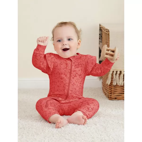 Haloumoning Newborn Baby Girl Floral Two Way Zipper Bodysuit Infant Rompers Clothes