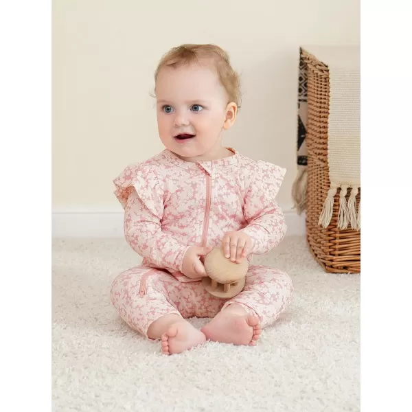 Haloumoning Newborn Baby Girl Floral Two Way Zipper Bodysuit Infant Rompers Clothes