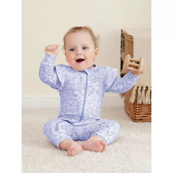 Haloumoning Newborn Baby Girl Floral Two Way Zipper Bodysuit Infant Rompers Clothes