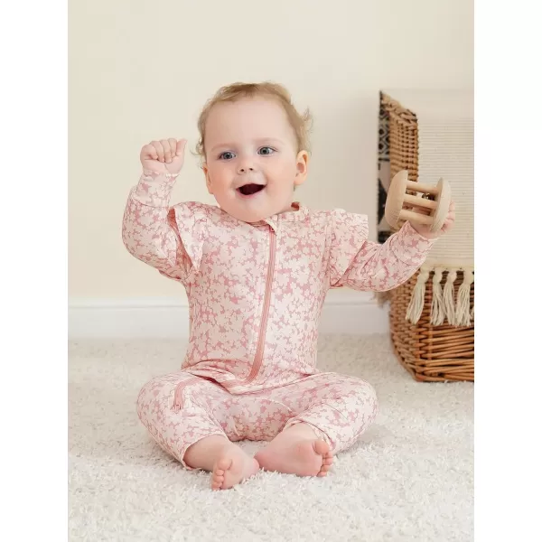 Haloumoning Newborn Baby Girl Floral Two Way Zipper Bodysuit Infant Rompers Clothes