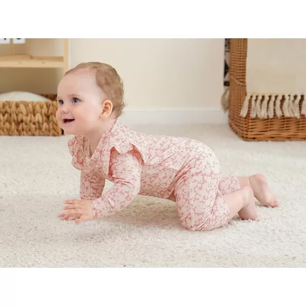 Haloumoning Newborn Baby Girl Floral Two Way Zipper Bodysuit Infant Rompers Clothes