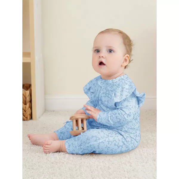 Haloumoning Newborn Baby Girl Floral Two Way Zipper Bodysuit Infant Rompers Clothes