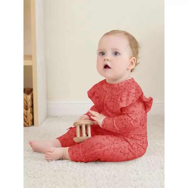 Haloumoning Newborn Baby Girl Floral Two Way Zipper Bodysuit Infant Rompers Clothes